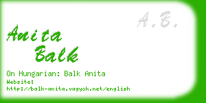 anita balk business card